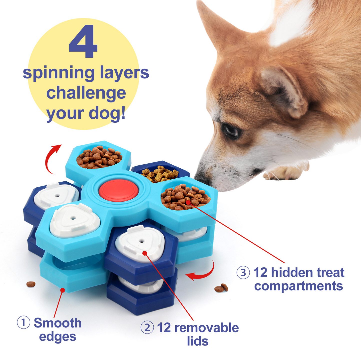 Dog Treat Puzzle Toy | 1-4 Level IQ Enrichment Slow Feeder